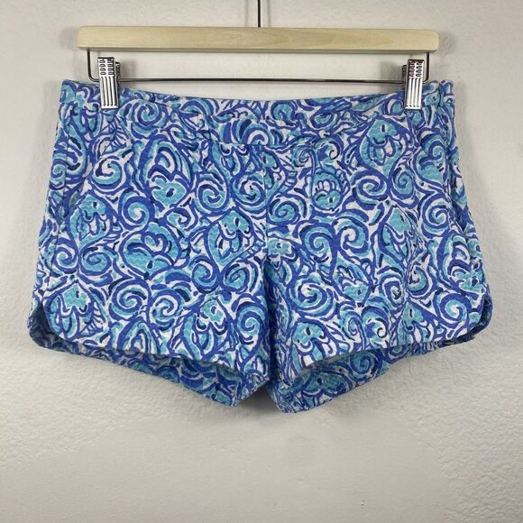 Lilly Pulitzer Pants - Lilly Pulitzer Women's Sz 4 Shorts Adie Chasing Tail Blue Fish Beach 100% Cotton